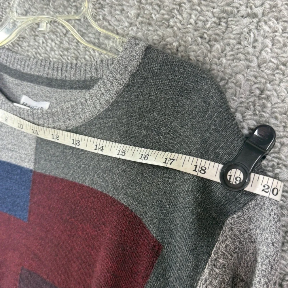 Haggar Mens Sweater Gray Crew Neck Long Sleeve Color Block Acrylic‎ Size XL